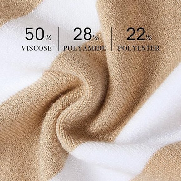 Comfy High Waist Wide Leg Knit Lounge Pants Tan White Striped Women M - Picture 7 of 14